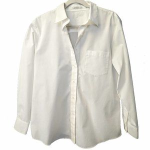 Foxcroft Wrinkle Free  Boyfriend Oversized Crisp White Shirt
